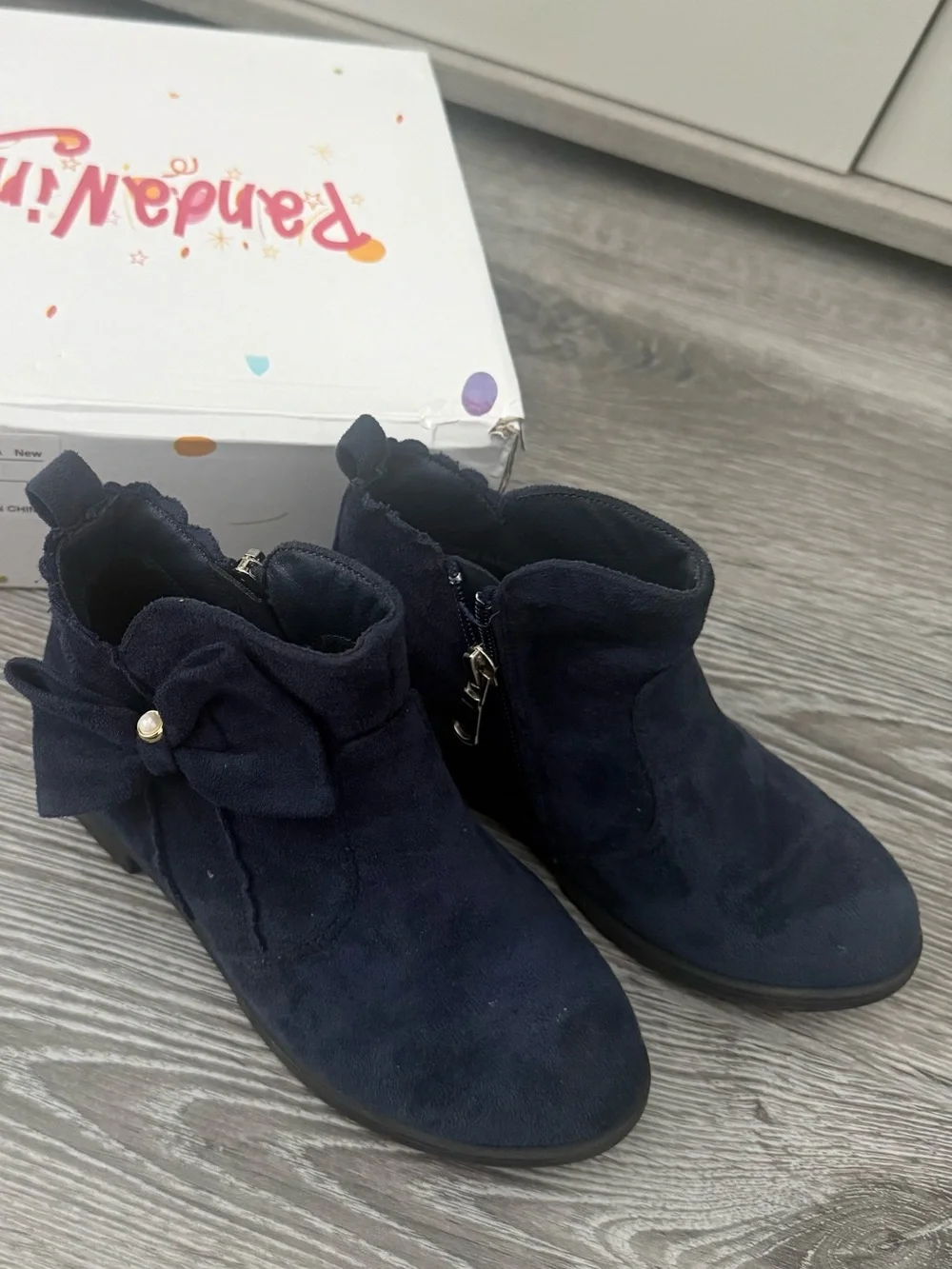 Toddler Navy Bow Ankle Boots